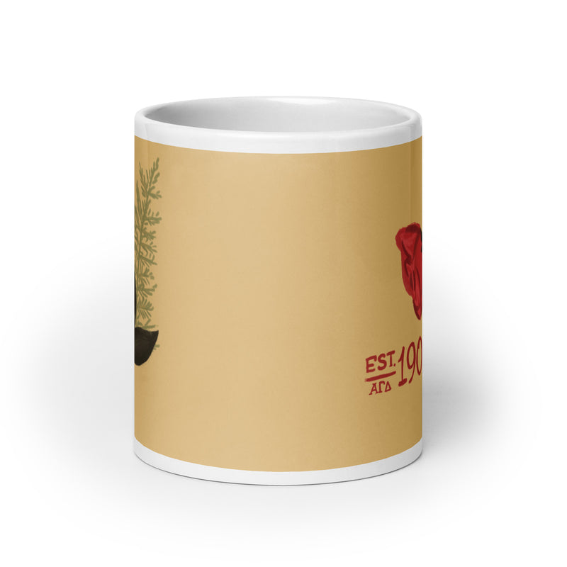 Alpha Gamma Delta Sorority Mug in extra large 20 oz size in buff