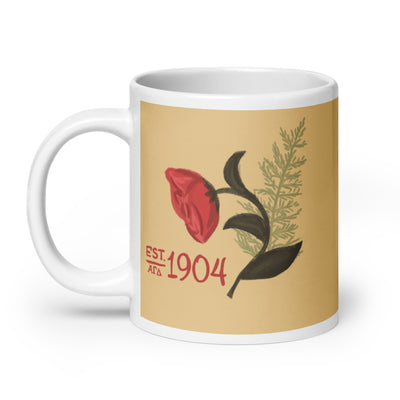 Alpha Gamma Delta Sorority Mug in 20 oz size in buff with 1904 design