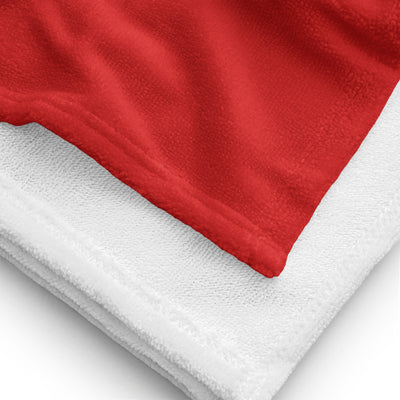 alpha gamma delta starry red sorority towel showing plain white reverse side