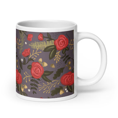 Alpha Gamma Delta Sorority Mug in 20 oz size with rose floral print in gray