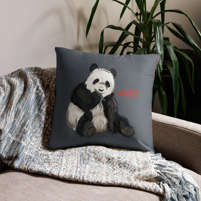 Alpha Omicron Pi Sorority Pillow in 22" x 22" size with panda design