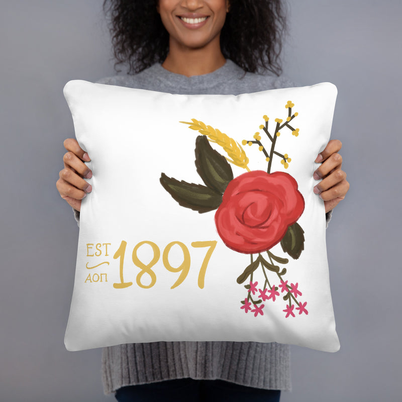 alpha omicron pi 18 x 18 1897 pillow in white