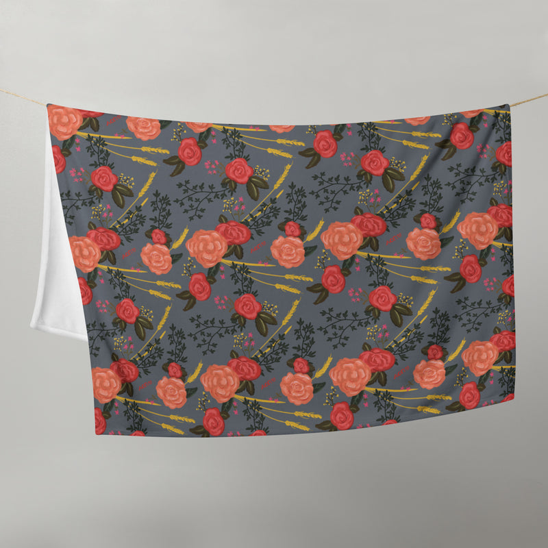 Alpha Omicron Pi Sorority Blanket with floral print on clothesline