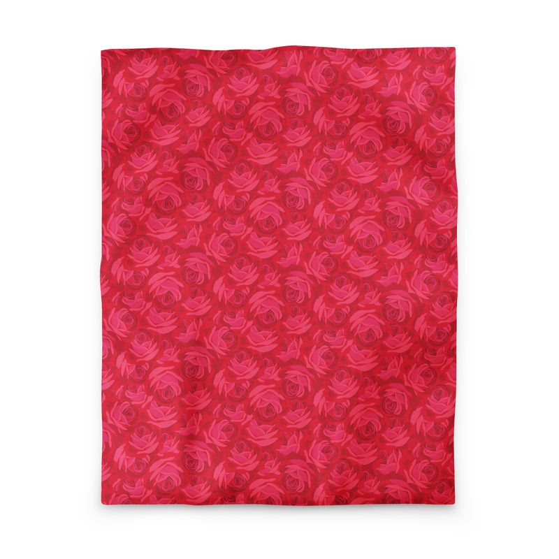 Alpha Omicron Pi Duvet Cover in rose floral print shown in Twin size