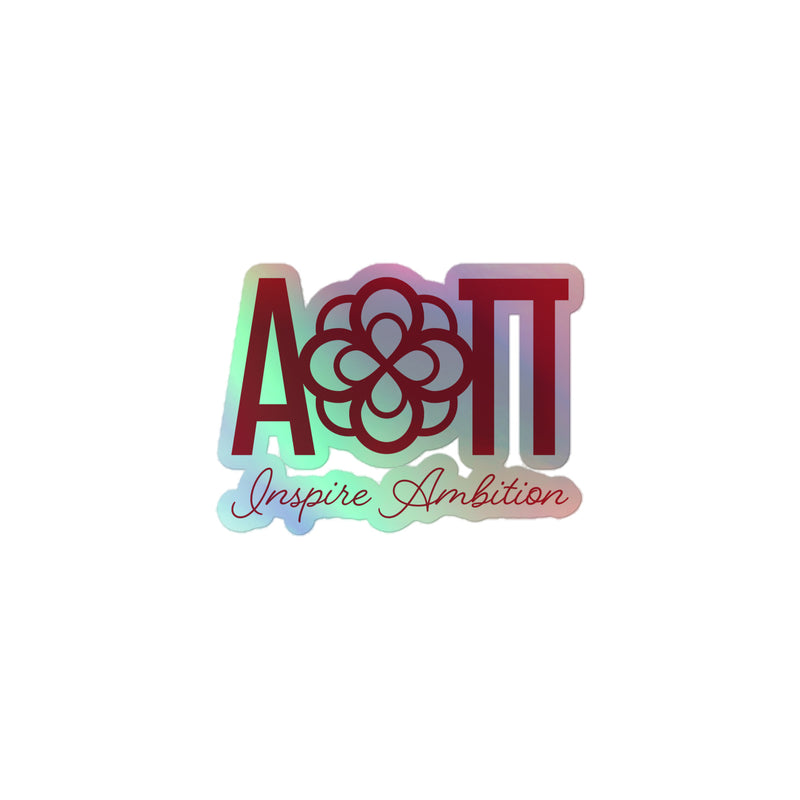 AOII Greek Letters Infinity Rose Holographic Sticker in close up view
