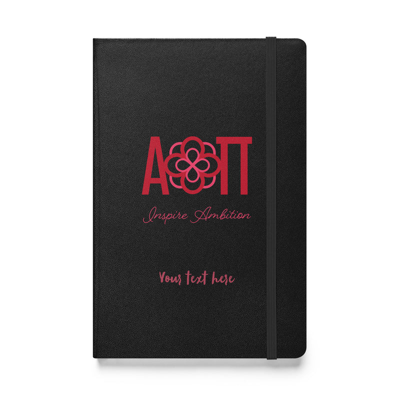 AOII Personalized Hardcover Journal in black in full view
