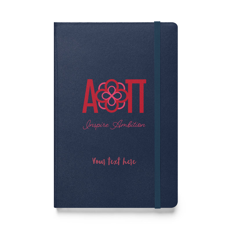 AOII Personalized Hardcover Journal in Navy Blue in full view