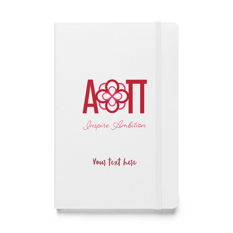 AOII Personalized Hardcover Journal in white in full view