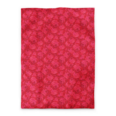 Alpha Omicron Pi Duvet Cover in rose floral print shown in Twin XL size