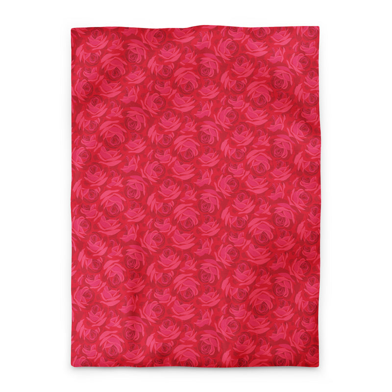 Alpha Omicron Pi Duvet Cover in rose floral print shown in Twin XL size