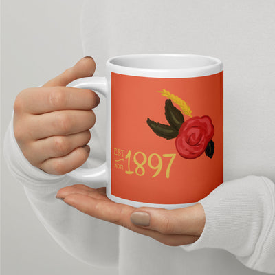 Alpha Omicron Pi Sorority Mug in 20 oz size in model's hands