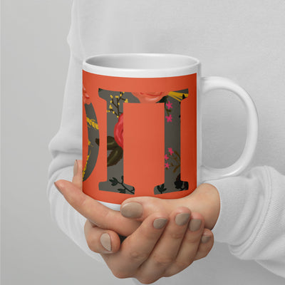 Alpha Omicron Pi Sorority Mug in 20 oz size in Confident Coral