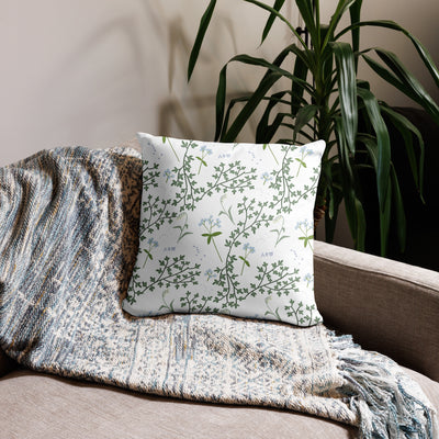 Alpha Phi 1872 Reversible Pillow showing custom floral design on back of white 18" x 18" pillow