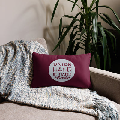 Alpha Phi Sorority Pillow 20" x 12" rectangular pillow shown on chair showing motto design