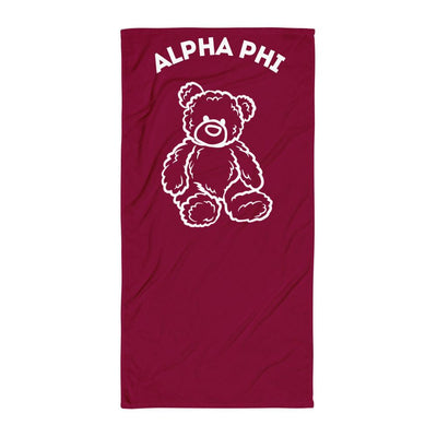 Alpha Phi Bear Beach Towel in full view