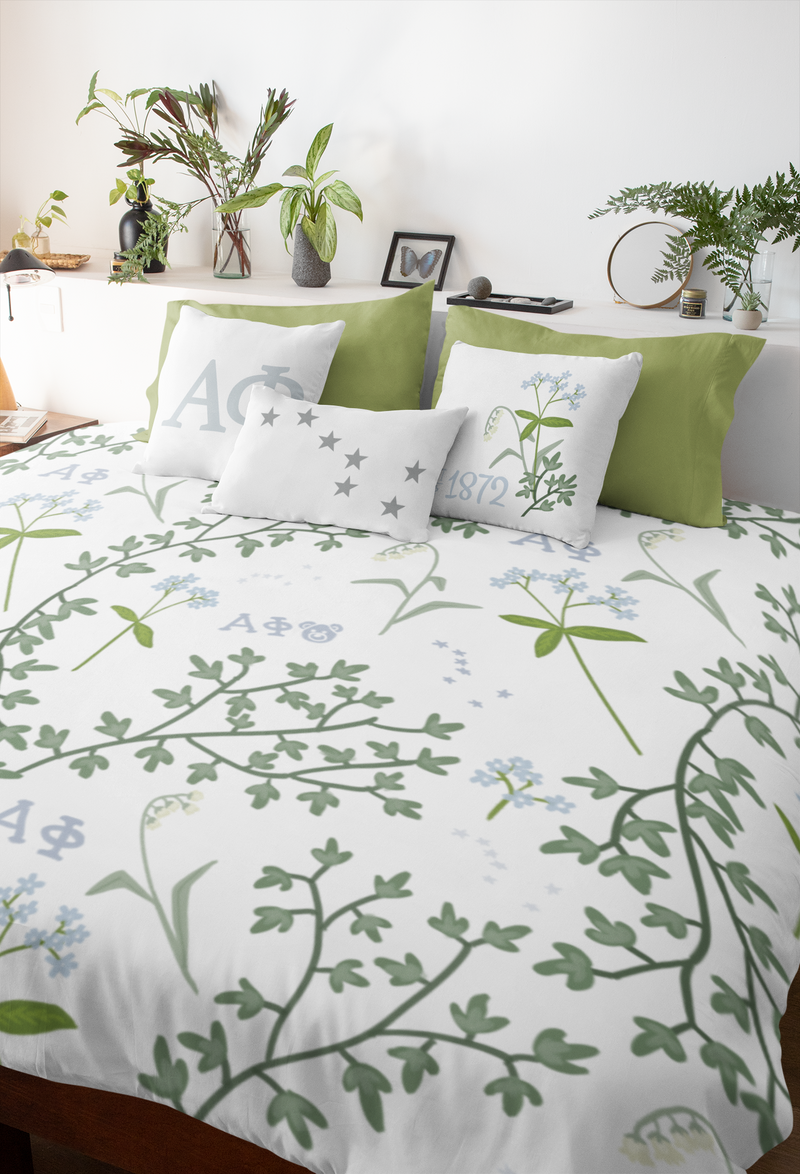 alpha phi duvet cover with floral print in white