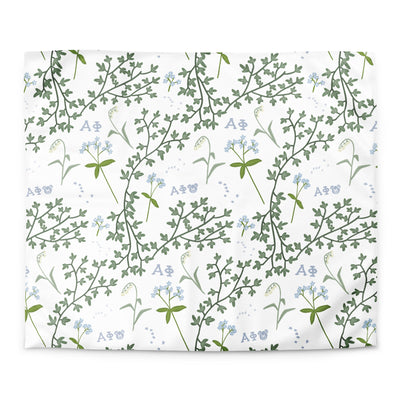 alpha phi duvet cover with ivy and lily floral print in white in king size