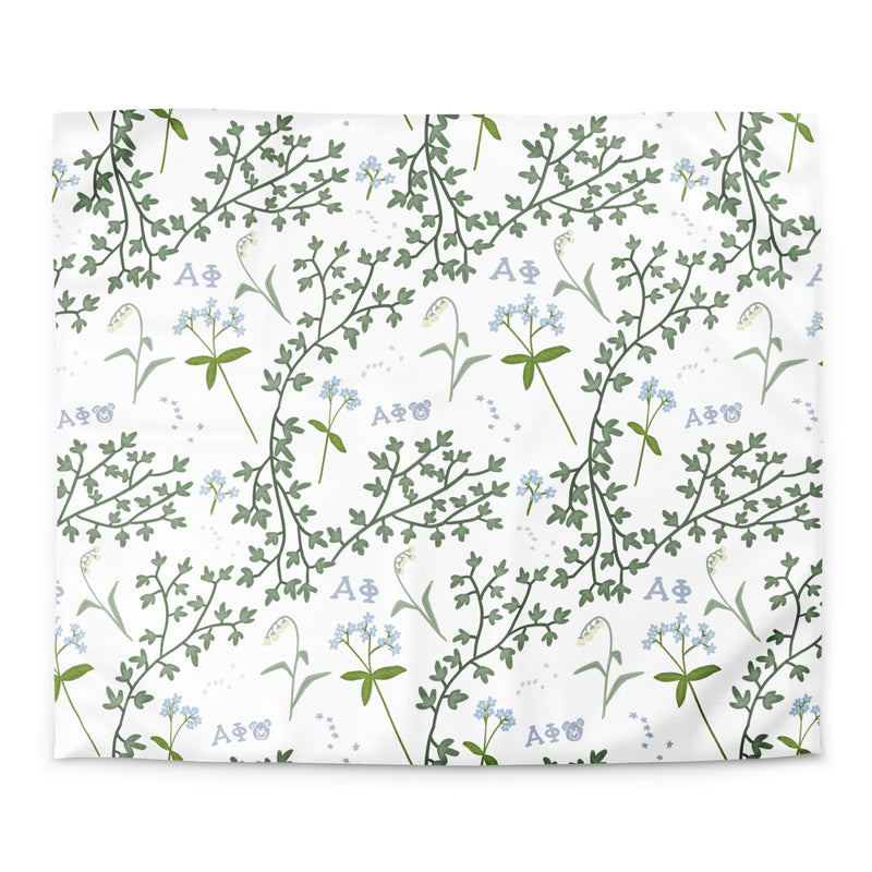 alpha phi duvet cover with ivy and lily floral print in white in king size