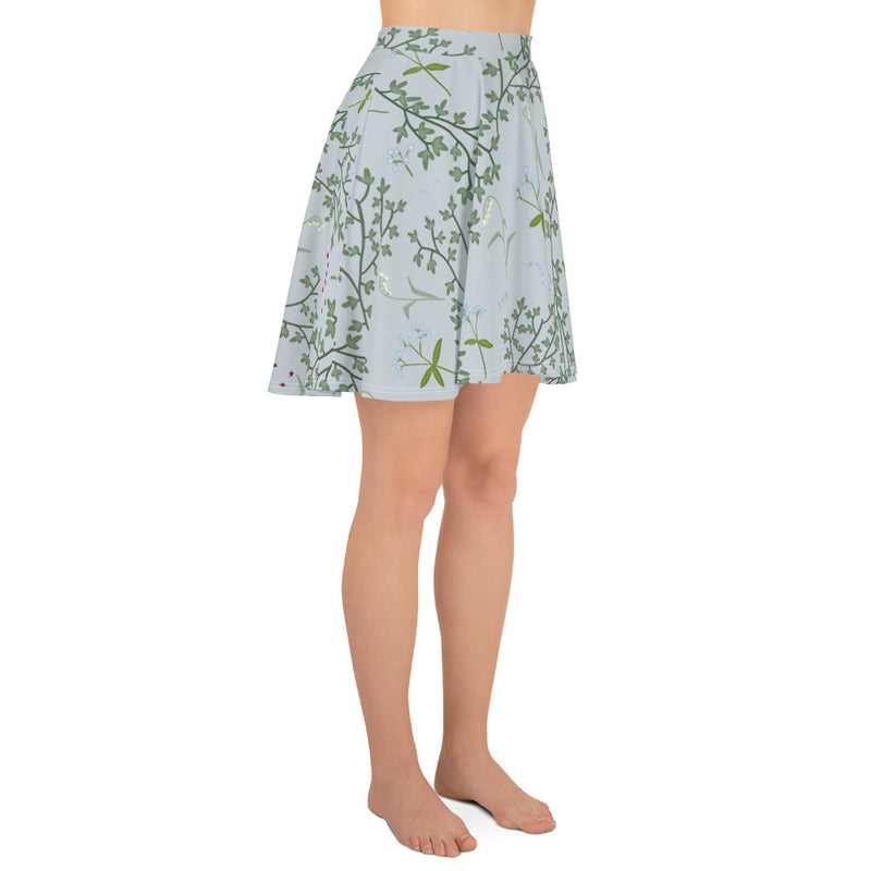 Alpha Phi Lily and Ivy Floral Skater Skirt in side view in silver