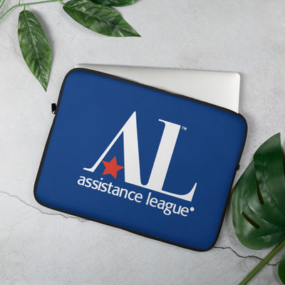 Assistance League Logo Laptop Sleeve shown with laptop inside