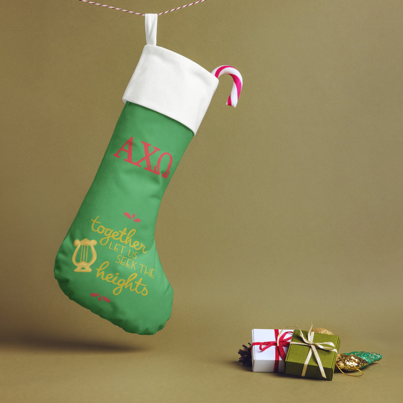 Alpha Chi Heights Holiday Stocking with gifts