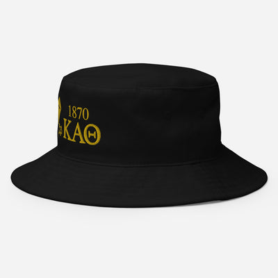 Kappa Alpha Theta Embroidered Black Bucket Hat in side view