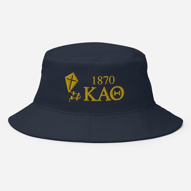 Kappa Alpha Theta Navy Blue Embroidered Bucket Hat showing product details