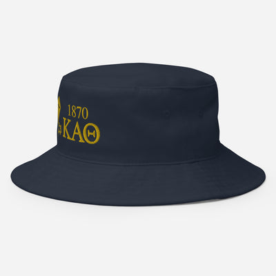 Kappa Alpha Theta Navy Blue Embroidered Bucket Hat in side view