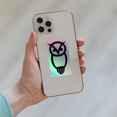 Chi Omega Owl Holographic Sorority Sticker on phone