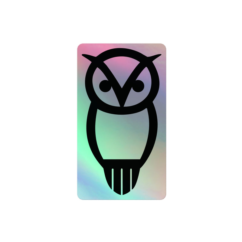 Chi Omega Owl Holographic Sorority Sticker in close up view