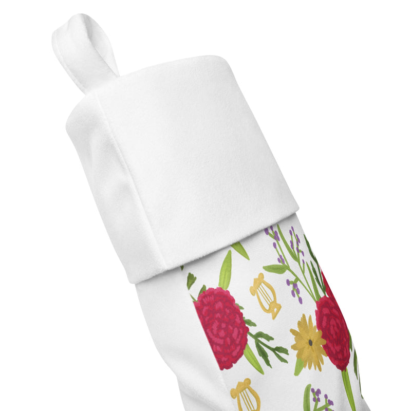 Alpha Chi Floral Print Holiday Stocking in detail view