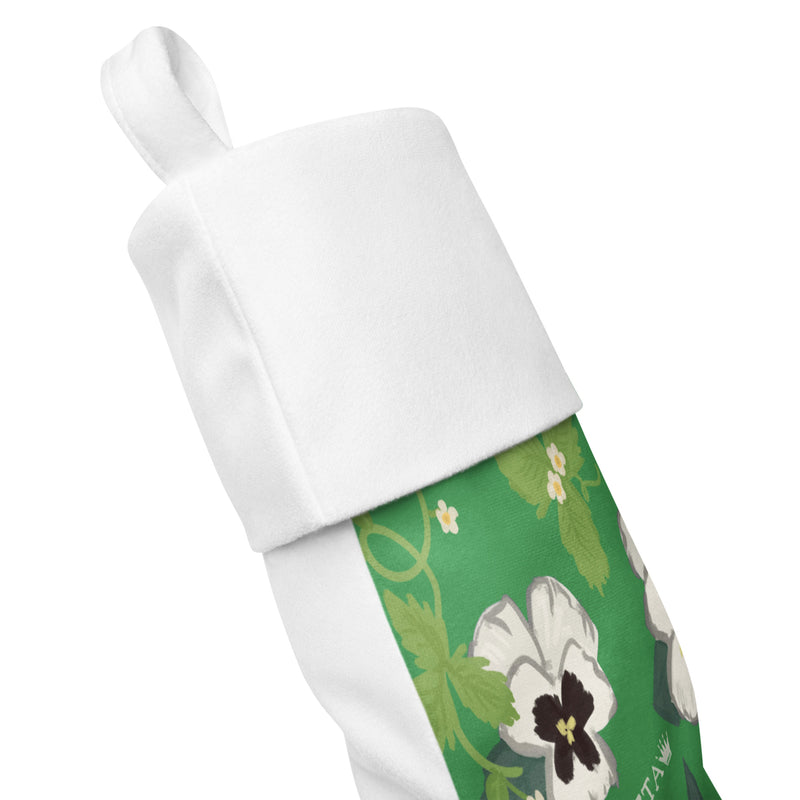 Zeta White Violet Floral Print Holiday Stocking in product detail