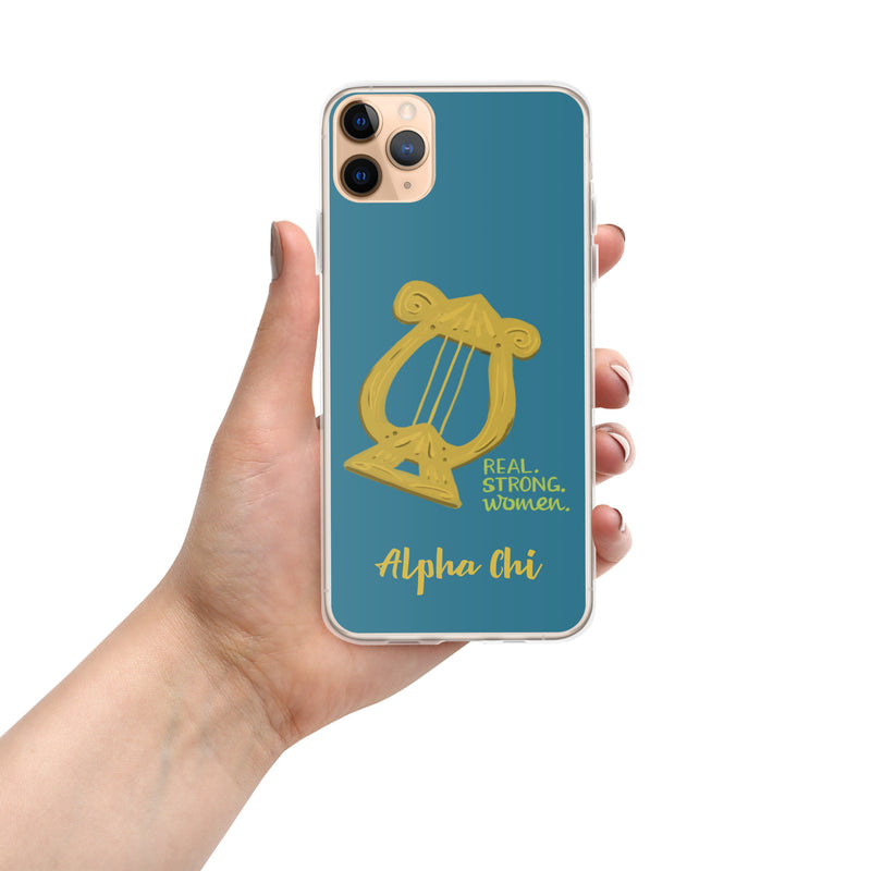 Alpha Chi Omega Lyre Real. Strong. Women Teal iPhone 11 Pro Max Case