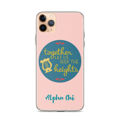 Alpha Chi Omega Together Let Us Seek The Heights Pink iPhone 11 Pro Max Case