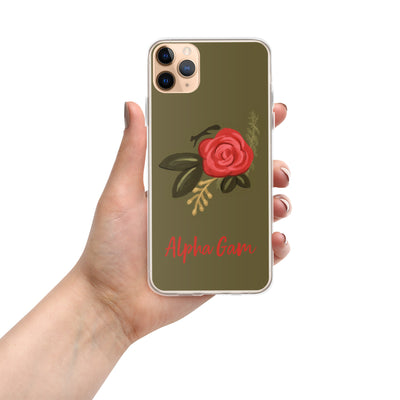 Alpha Gamma Delta Red Rose iPhone 11 Pro Max Case, Green