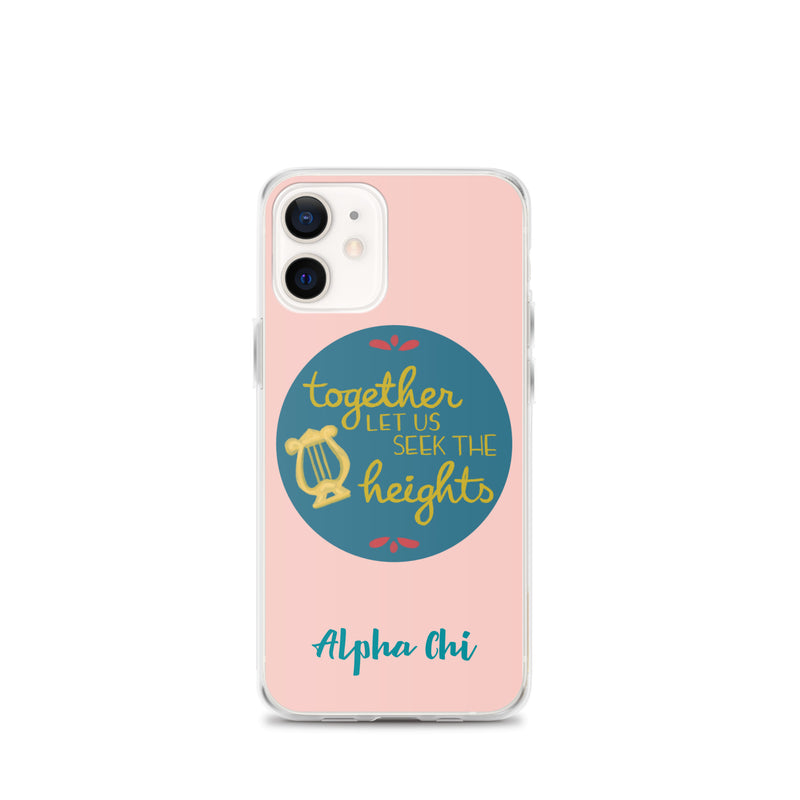 Alpha Chi Omega Together Let Us Seek The Heights Pink iPhone 12 mini Case