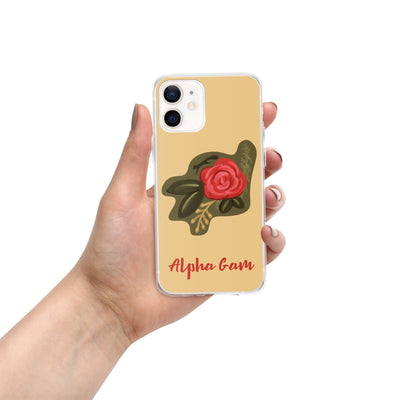 Alpha Gamma Delta Red Rose iPhone 12 mini Case in Gold
