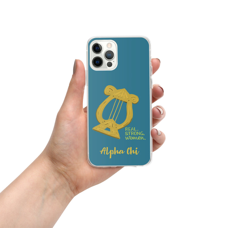 Alpha Chi Omega Lyre Real. Strong. Women Teal iPhone 12 Pro Case