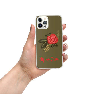 Alpha Gamma Delta Red Rose iPhone 12 Pro Case, Green