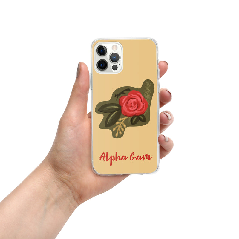 Alpha Gamma Delta Red Rose iPhone 12 Pro Case in Gold