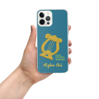 Alpha Chi Omega Lyre Real. Strong. Women Teal iPhone 12 Pro Max Case