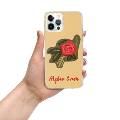 Alpha Gamma Delta Red Rose iPhone 12 Pro Max Case in Gold