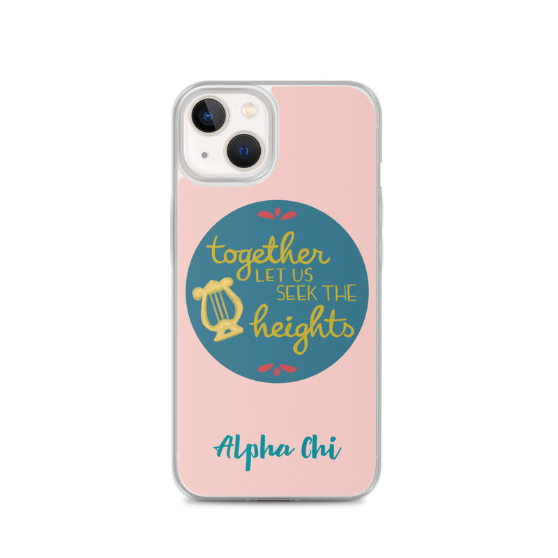 Alpha Chi Omega Together Let Us Seek The Heights Pink iPhone 13 Case