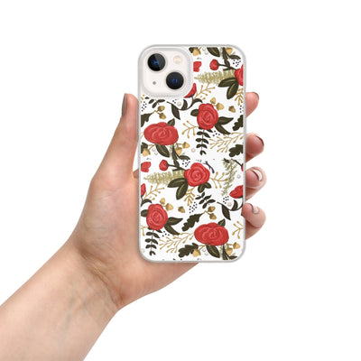 Alpha Gamma Delta Red Rose Floral Print White iPhone 13 Case