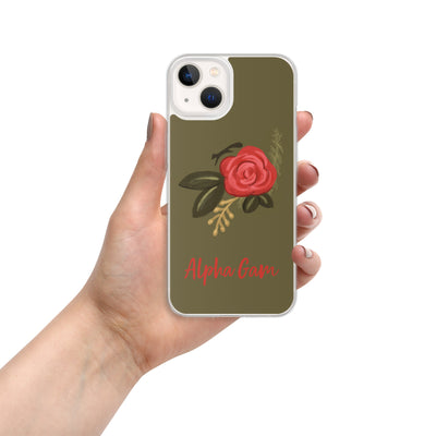 Alpha Gamma Delta Red Rose iPhone 13 Case, Green