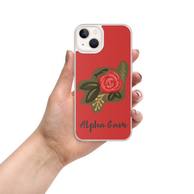 Alpha Gamma Delta Red Rose iPhone 13 Case