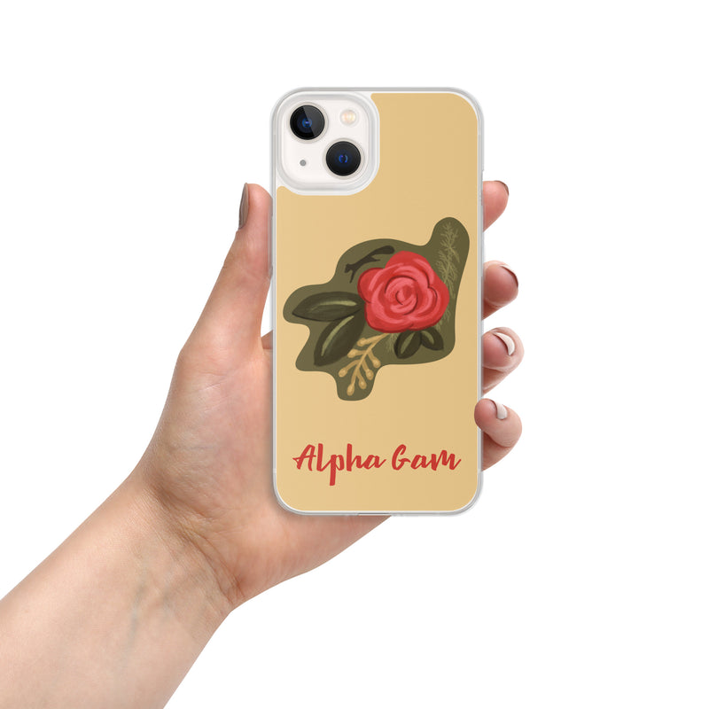 Alpha Gamma Delta Red Rose iPhone 13 Case in Gold
