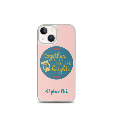 Alpha Chi Omega Together Let Us Seek The Heights Pink iPhone 13 mini Case