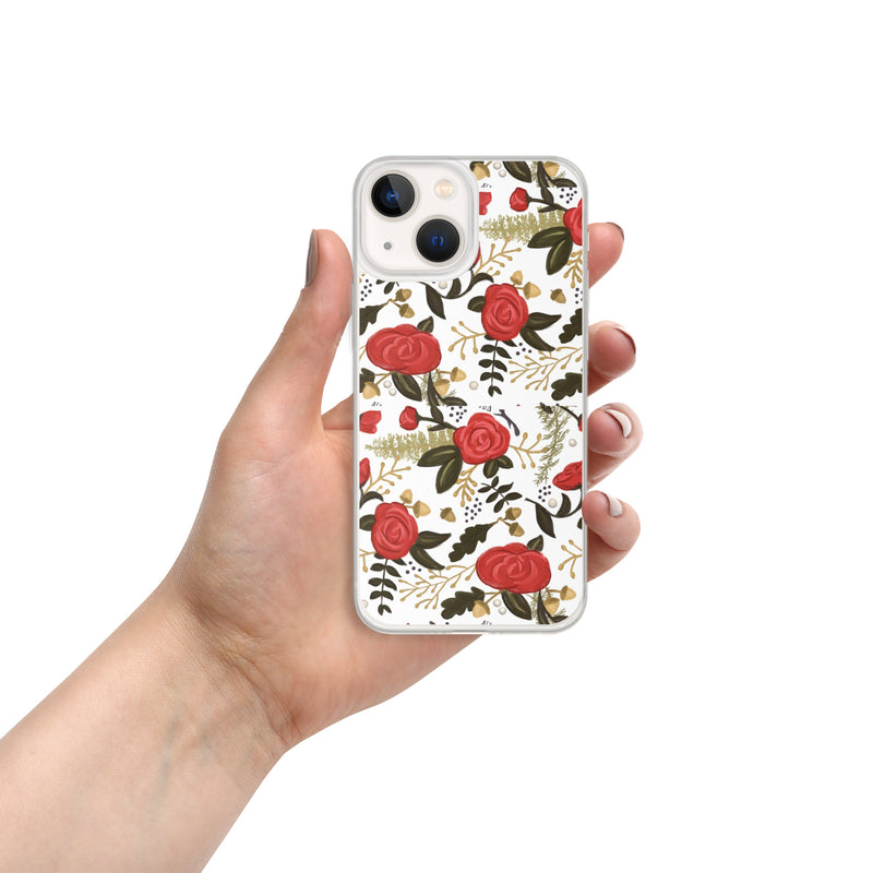 Alpha Gamma Delta Red Rose Floral Print White iPhone 13 mini Case