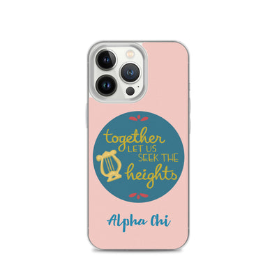 Alpha Chi Omega Together Let Us Seek The Heights Pink iPhone 13 Pro Case